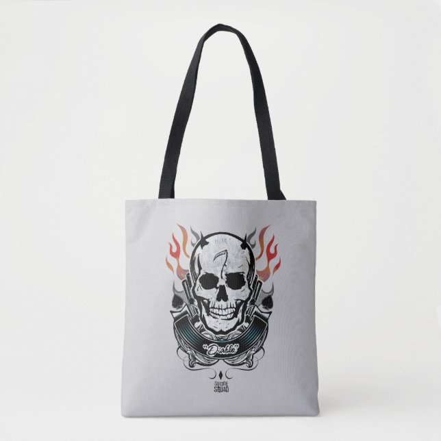 Suicide Squad | Diablo Skull & Flames Tattoo Art Tote Bag (Front)