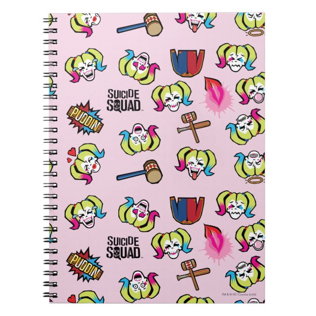 Suicide Squad | Harley Quinn Emoji Pattern Spiral Notebook (Front)