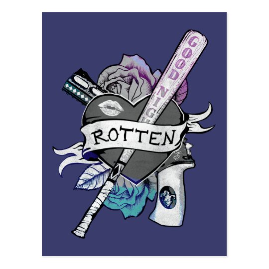 Suicide Squad Harley Quinn Rotten Tattoo Art Postcard Zazzle Co Nz