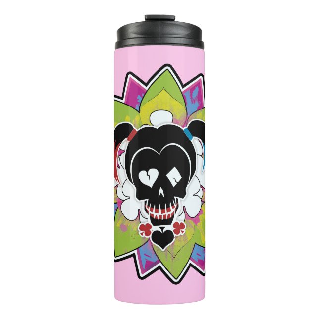 Suicide Squad | Harley Quinn Skull Tattoo Art Thermal Tumbler (Front)