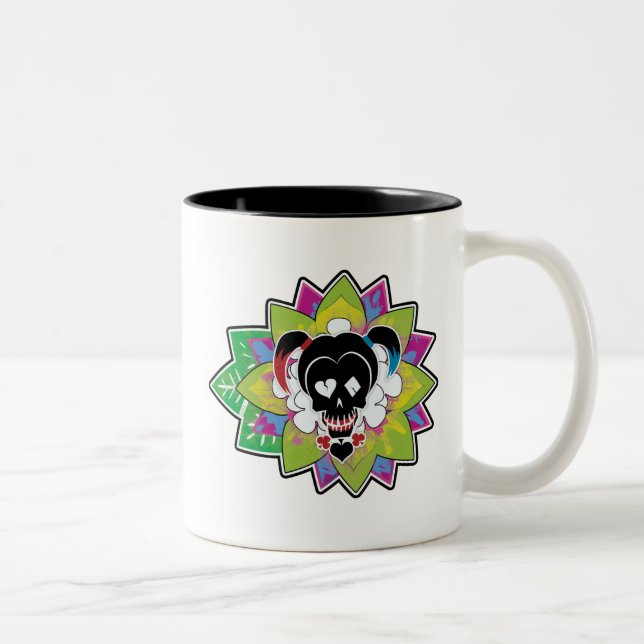 Suicide Squad | Harley Quinn Skull Tattoo Art Two-Tone Coffee Mug (Right)