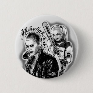 Suicide Squad   Joker & Harley Airbrush Tattoo 6 Cm Round Badge