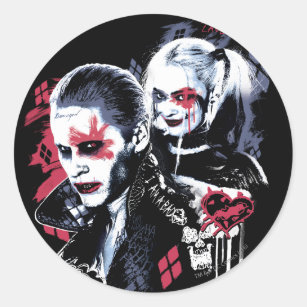 Suicide Squad   Joker & Harley Painted Graffiti Classic Round Sticker