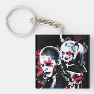 Suicide Squad   Joker & Harley Painted Graffiti Key Ring