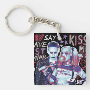 Suicide Squad   Joker & Harley Typography Photo Key Ring