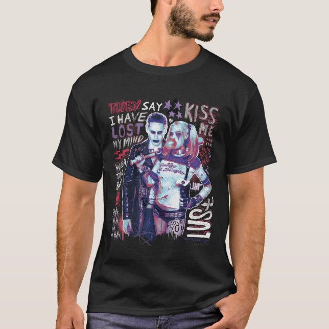 Suicide Squad | Joker & Harley Typography Photo T-Shirt (Front)