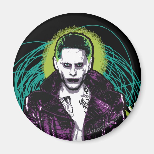 Suicide Squad | Joker Retro Rock Graphic Magnet (Front)