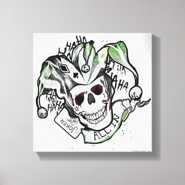 Suicide Squad | Joker Skull "All In" Tattoo Art Canvas Print (Front)