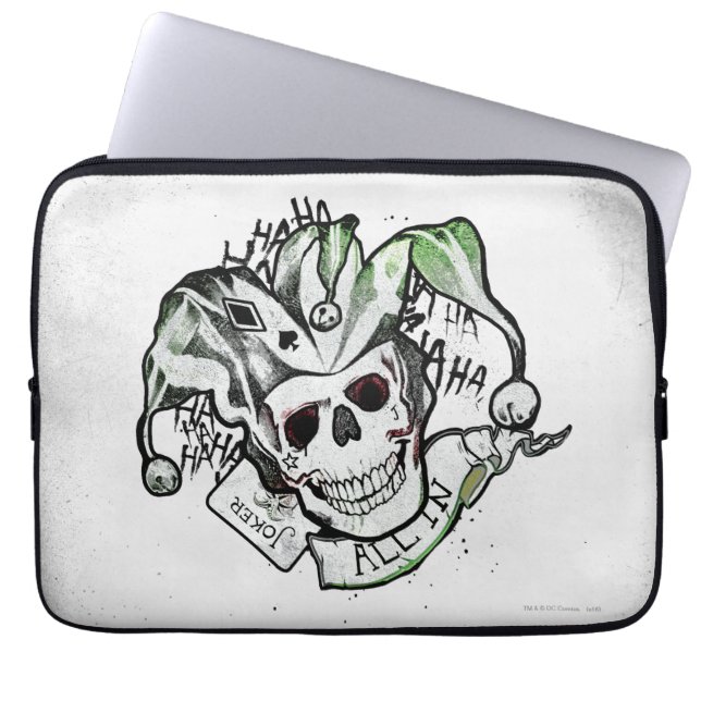 Suicide Squad | Joker Skull "All In" Tattoo Art Laptop Sleeve (Front)