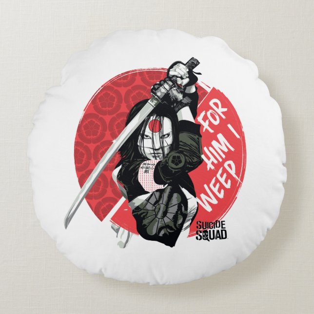 Suicide Squad | Katana "For Him I Weep" Round Cushion (Front)