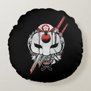Suicide Squad   Katana Mask & Swords Tattoo Art Round Cushion