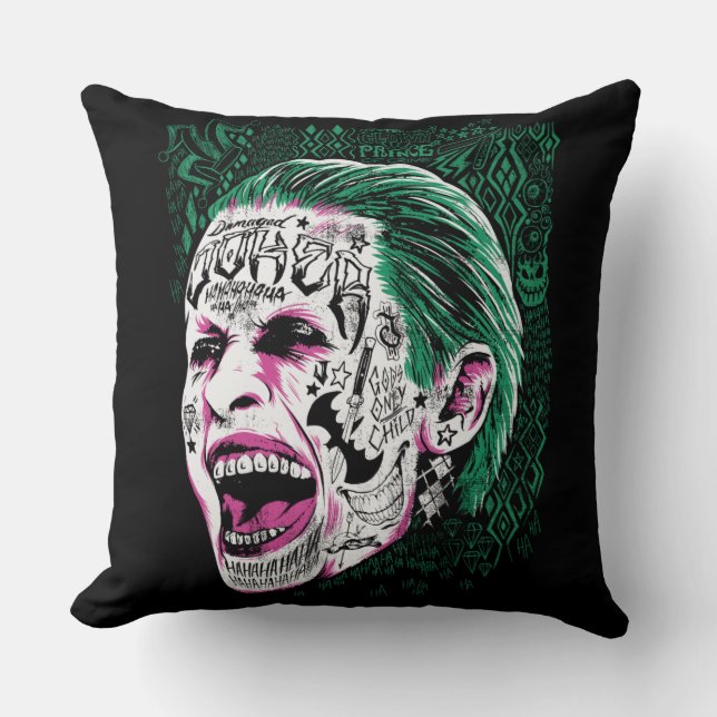 Suicide Squad | Laughing Joker Head Sketch Cushion (Front)
