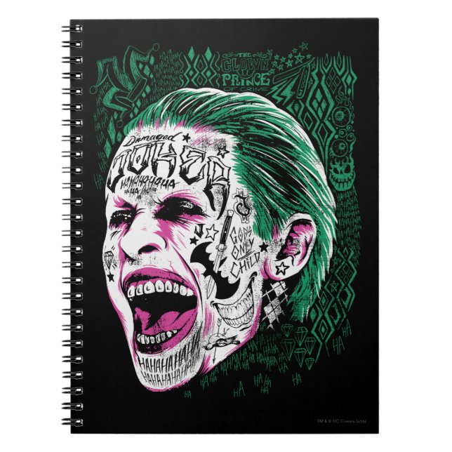 Suicide Squad | Laughing Joker Head Sketch Spiral Notebook (Front)