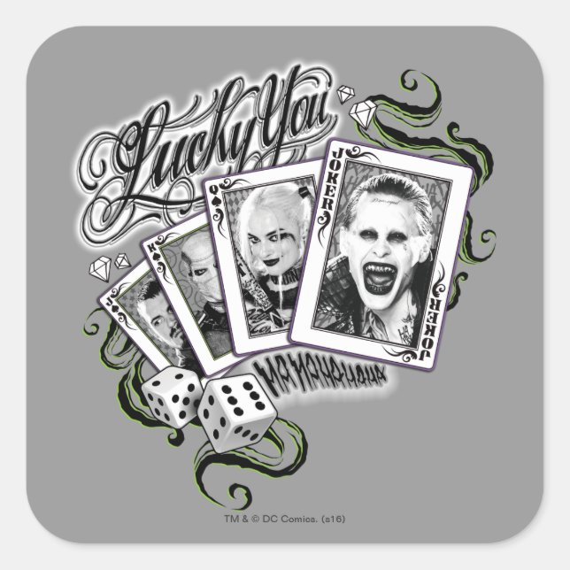 Suicide Squad | "Lucky You" Playing Cards Square Sticker (Front)