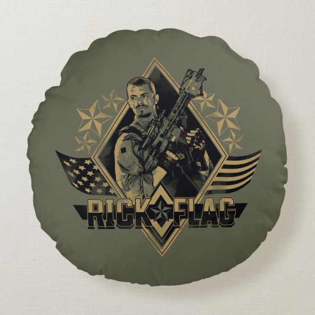 Suicide Squad | Rick Flag Badge Round Cushion (Front)