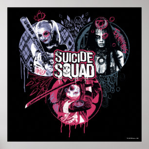 Suicide Squad Squad Girls Graffiti Badges Poster