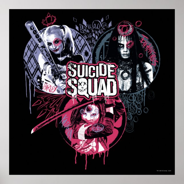 Suicide Squad | Squad Girls Graffiti Badges Poster (Front)