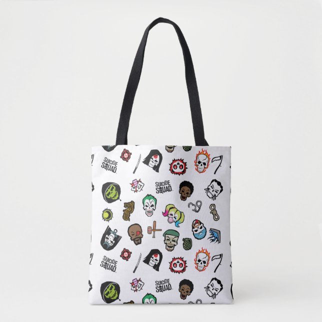 Suicide Squad | Suicide Squad Emoji Pattern Tote Bag (Front)
