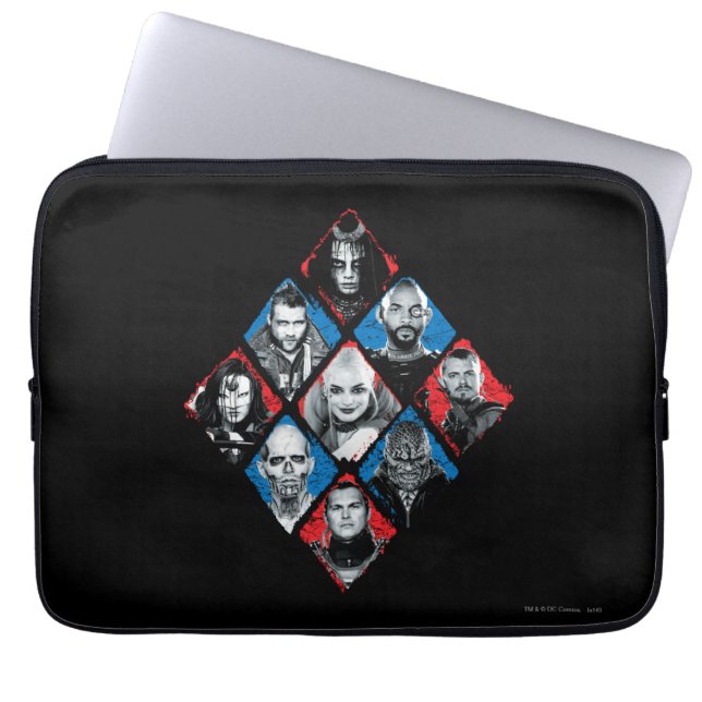 Suicide Squad | Task Force X Chequered Diamond Laptop Sleeve (Front)
