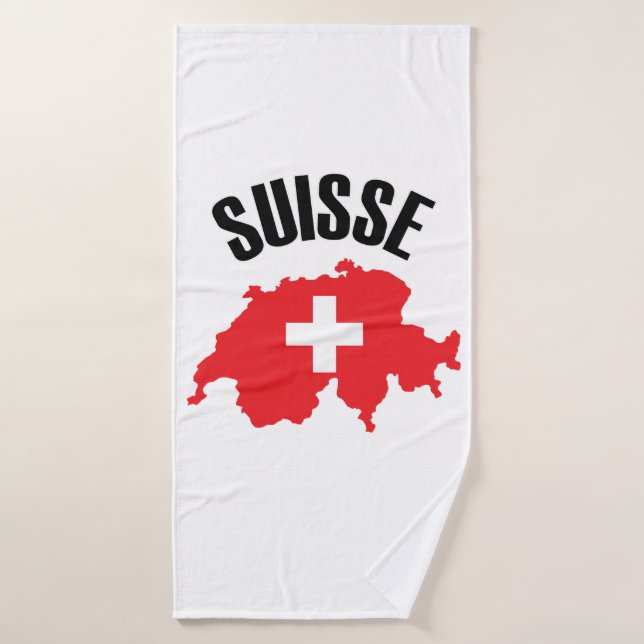 Suisse Switzerland Map Flag Bath Towel (Bath Towel)