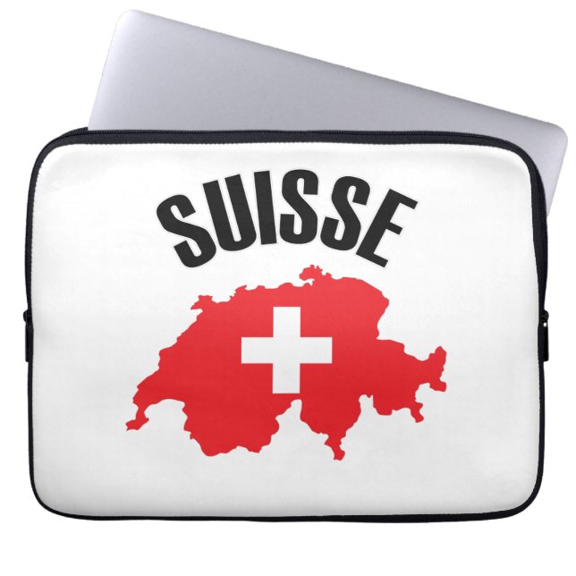 Suisse Switzerland Map Flag Laptop Sleeve (Front)
