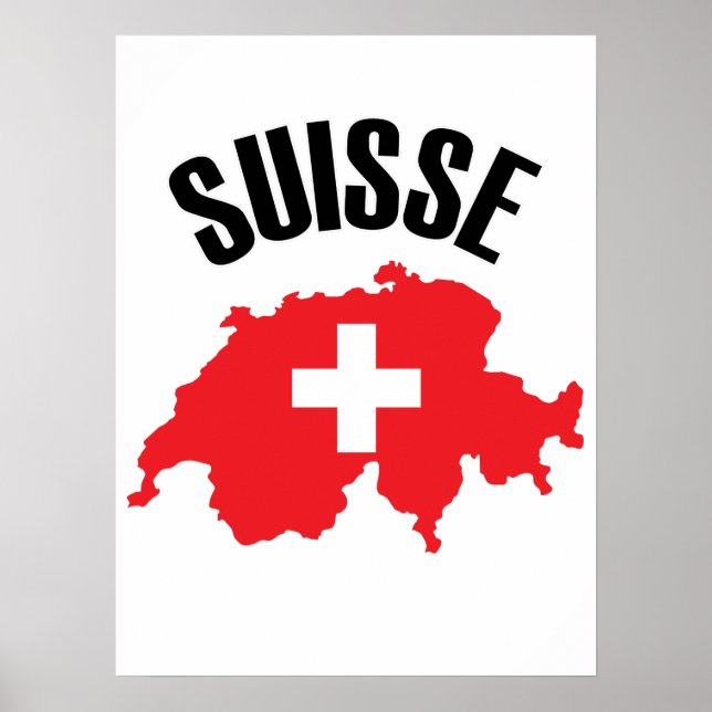 Suisse Switzerland Map Flag Poster (Front)