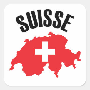 Suisse Switzerland Map Flag Square Sticker