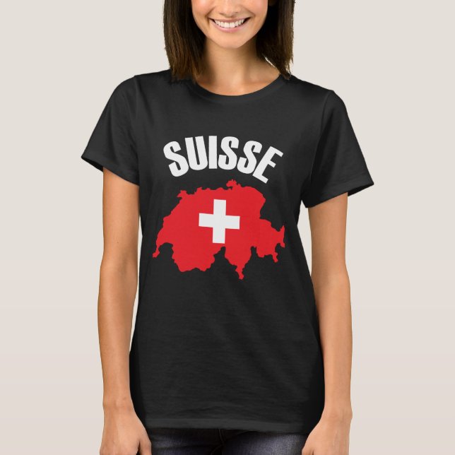 Suisse Switzerland Map Flag T-Shirt (Front)