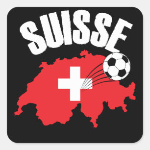 Suisse Switzerland Map Soccer Square Sticker