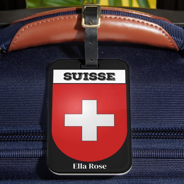 Suisse | Switzerland Vintage Coat of Arms Luggage Tag (Front Insitu 2)