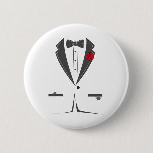 Suit And Tie Tuxedo Bowtie Costume Easy Halloween  6 Cm Round Badge