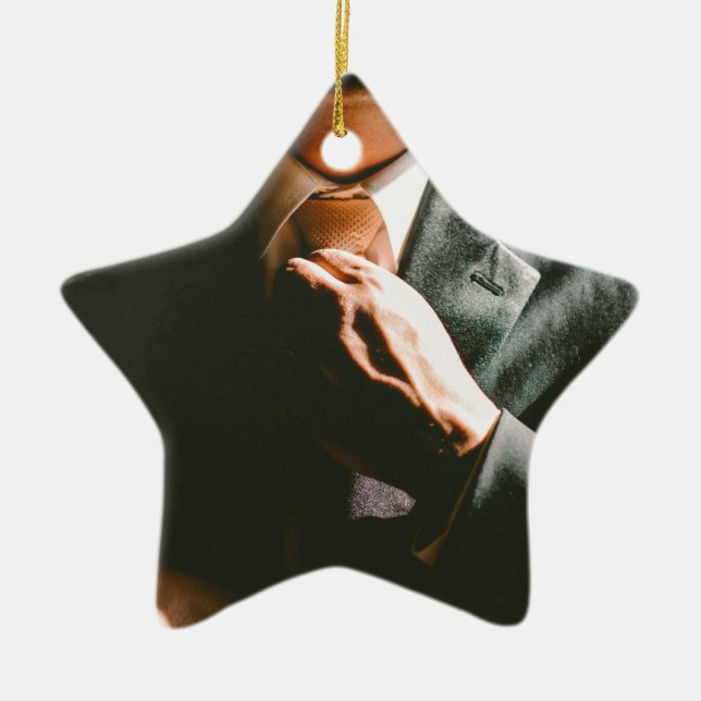 Suit businessman tie shadow effect ceramic tree decoration (Front)