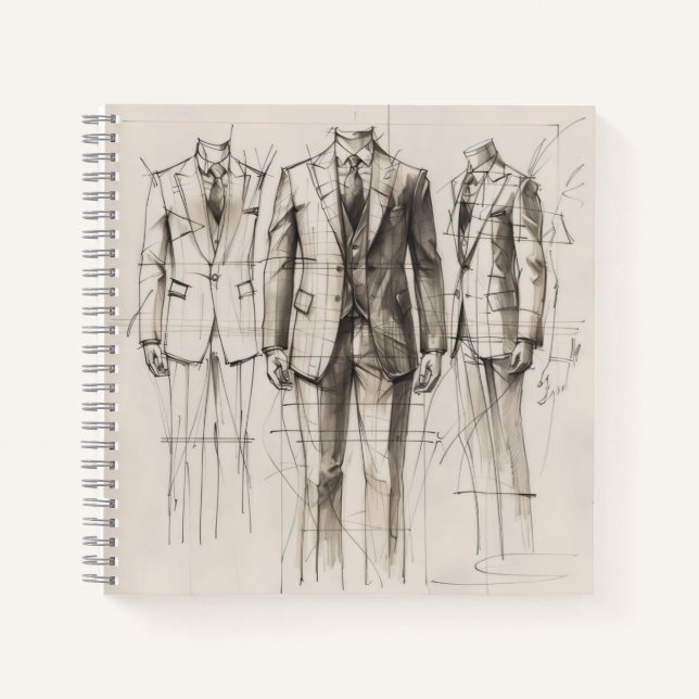 Suit Old-School Fashion Sketch Notebook (Front)