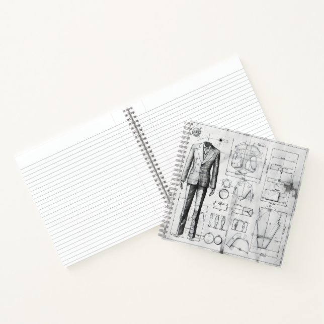 Suit Retro Blueprint Notebook (Inside)