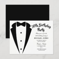 Suit & Tie mens 30th birthday party invitation