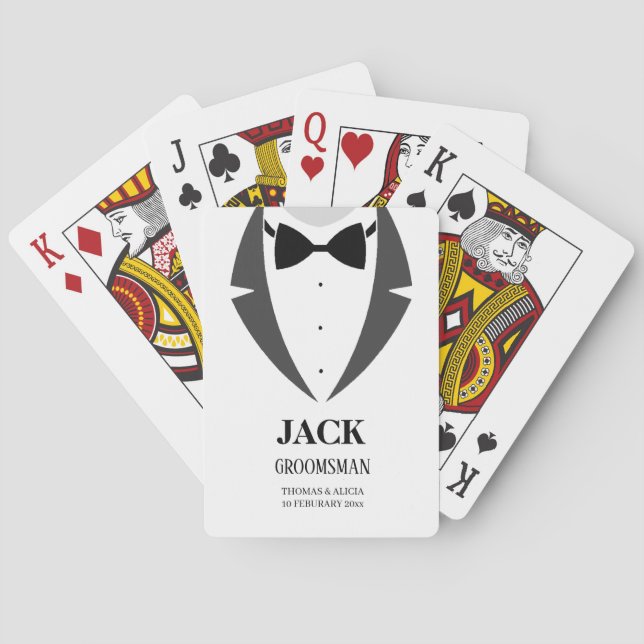 Suit Up Be My Groomsman Best Man Playing Cards (Back)