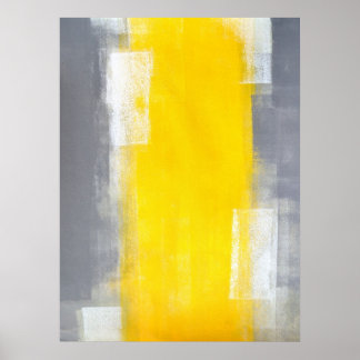 'Suit Up' Gray and Yellow Abstract Art Poster