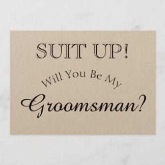 Suit Up - Will You Be My Groomsman Rustic Card