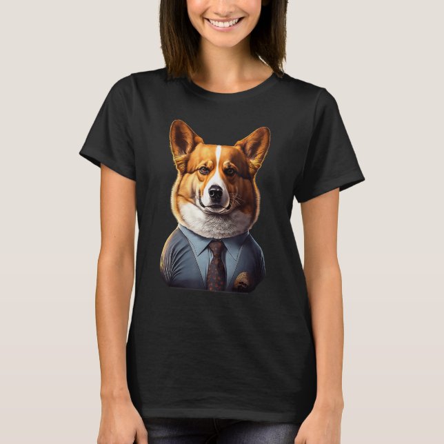Suit Up with Corgi   Pembroke Welsh Corgi Manager T-Shirt (Front)