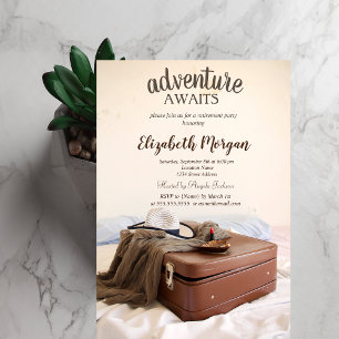 Suitcase Hat Lipstick Retirement Party Invitation