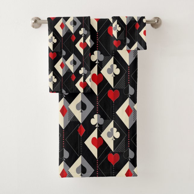 Suits of playing cards in poker.  bath towel set (Insitu)