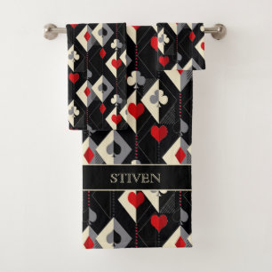 Suits of playing cards in poker.  bath towel set