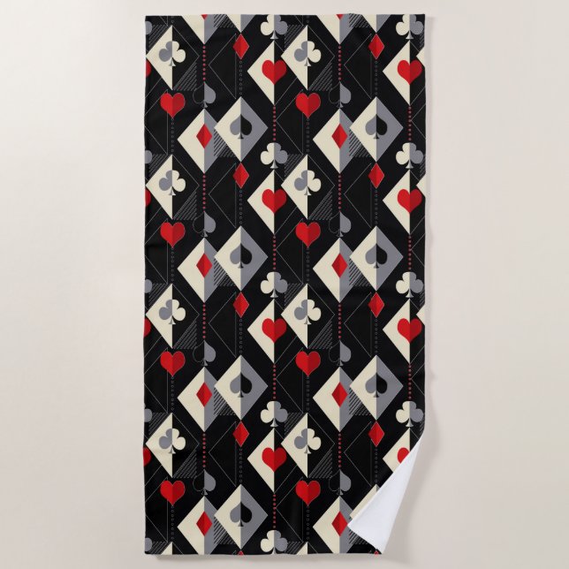 Suits of playing cards in poker.  beach towel (Front)