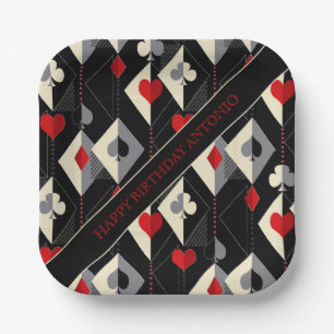 Suits of playing cards in poker.  paper plate