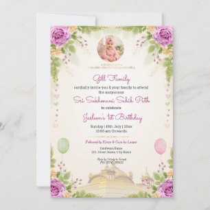 Sukhmani Sahib Path & 1st Birthday Photo Invite