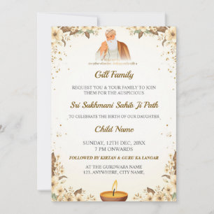 Sukhmani Sahib Path Birth Announce Invitation