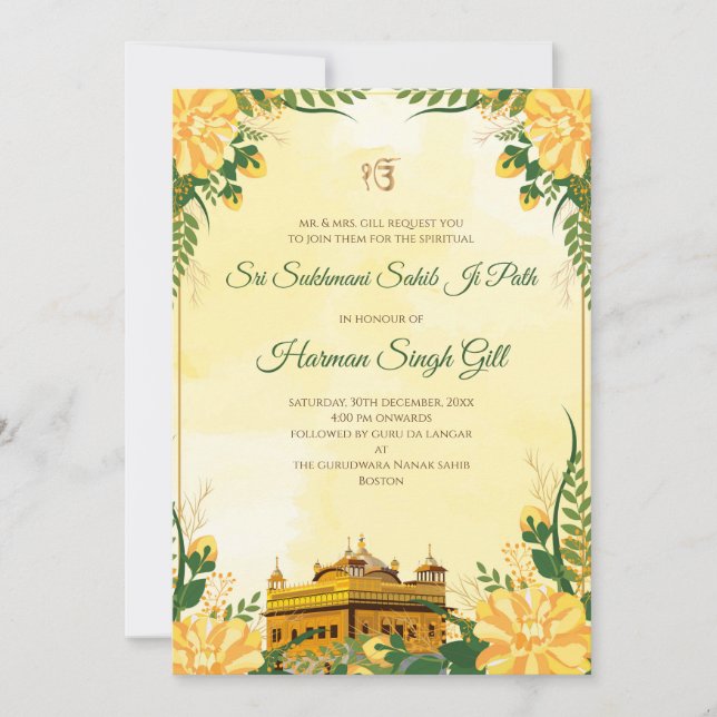 Sukhmani Sahib path digital invitation Akhand path (Front)