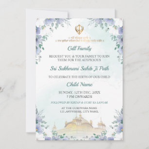 Sukhmani Sahib Path Invite, Birth Announce Card