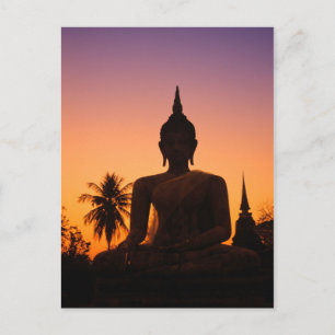 Sukhothai, Wat Mahathat At Sunset Postcard