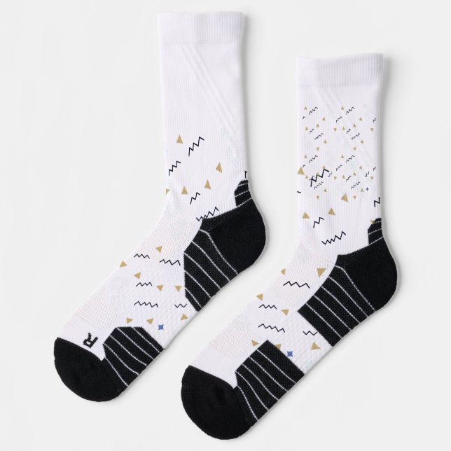 Sukiti Budh Minimalist Ancient Art Pattern Crew So Socks (Left)